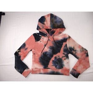 AQ SPORT Tie Dye Cropped Hoodie Long Sleeve Pink Blue Black Size L